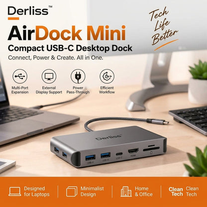 Derliss™ AirDock Mini USB-C Desktop Dock